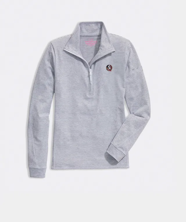 Lids Chicago Cubs Vineyard Vines Women's Stripe Sankaty Half-Zip Pullover  Top - Heather Gray