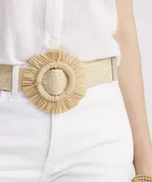 Fringe Buckle Stretch Straw Belt