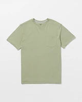 Solid Short Sleeve Shirt Pocket Tee - Green Tea