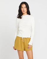 Lived Lounge Knit Long Sleeve Top - Star White