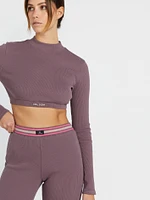 Lived Lounge Mock Neck Long Sleeve Top - Acai