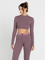 Lived Lounge Mock Neck Long Sleeve Top - Acai