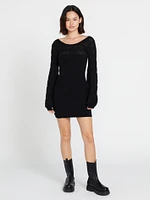 Cozy Babe Sweater Dress - Black