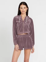 Lived Lounge Velour Zip Jacket - Acai