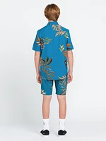 Big Boys Paradiso Floral Short Sleeve Shirt - Ocean Teal