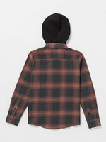 Big Boys Neta Stone Hood Long Sleeve Flannel - Stealth