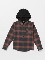 Big Boys Neta Stone Hood Long Sleeve Flannel - Stealth