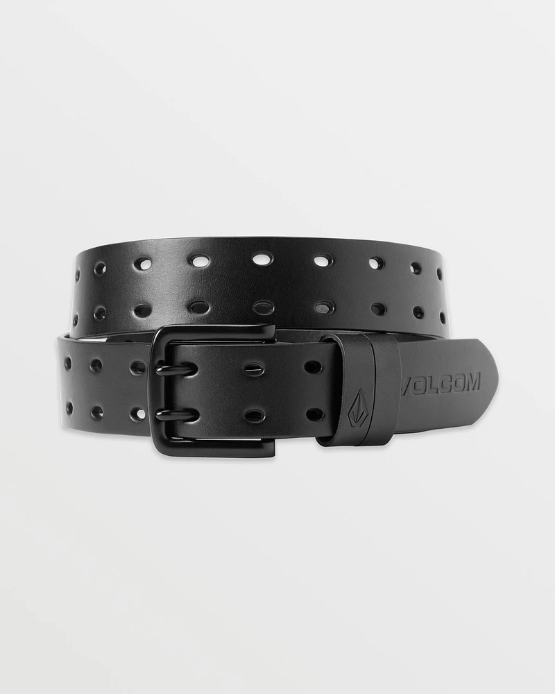 Two Spike Leather Belt - Black