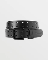 Two Spike Leather Belt - Black