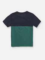 Little Boys Block Stone Crew Short Sleeve Tee - Navy