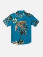 Little Boys Paradiso Floral Short Sleeve Shirt - Ocean Teal