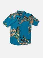 Little Boys Paradiso Floral Short Sleeve Shirt - Ocean Teal