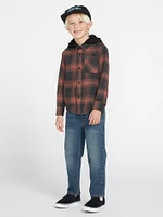 Little Boys Neta Stone Hooded Flannel - Stealth