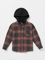 Little Boys Neta Stone Hooded Flannel - Stealth