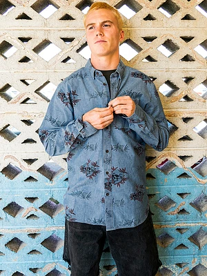 Rise And Stone Long Sleeve Shirt - Chambray