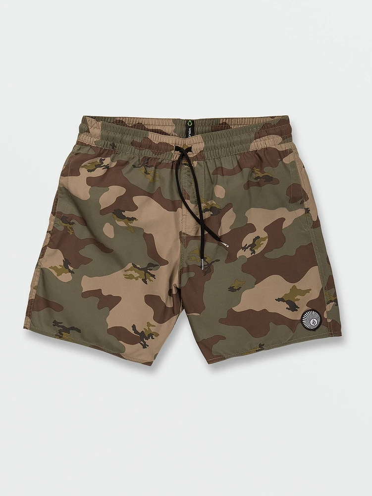 Center Print Elastic Waist Trunks - Camouflage