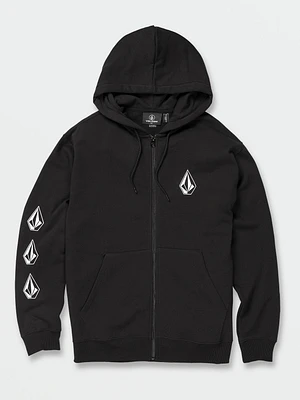 Iconic Stone Zip Fleece Hoodie - Black