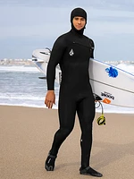 Modulator 4/3mm Long Sleeve Hooded Chest Zip Wetsuit - Black