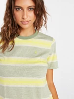 Hypen On Strypes Short Sleeve Top - Lime