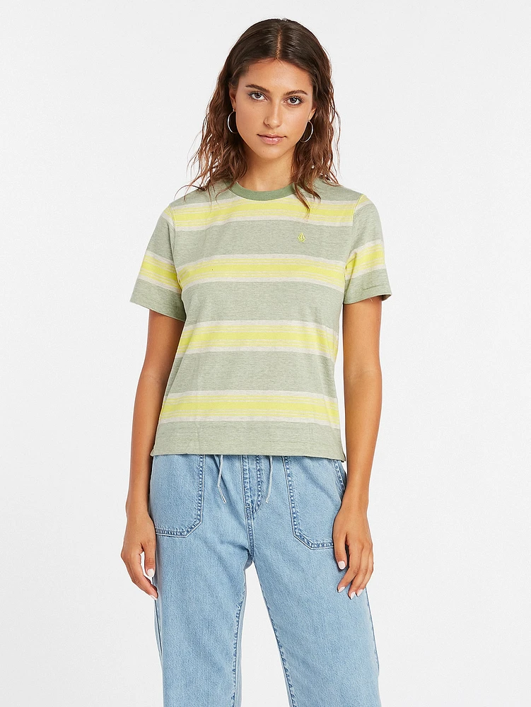 Hypen On Strypes Short Sleeve Top - Lime