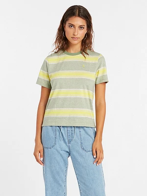 Hypen On Strypes Short Sleeve Top - Lime