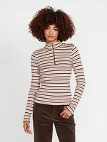 Stone Checked Long Sleeve Top - Espresso