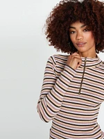 Stone Checked Long Sleeve Top - Espresso