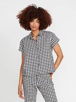 Coco Ho Button Up Short Sleeve Top - Ash