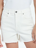 Stone Step High Rise Denim Shorts - Star White