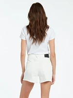 Stone Step High Rise Denim Shorts - Star White