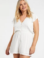 Coco Button Thru Romper - Star White