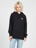 Truly Stoked Palm Tree Graphic Boyfriend Hoodie - Black