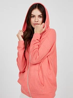 Lived Lounge Zip Sweatshirt - Electric Coral