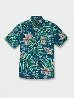 Big Boys Marble Floral Short Shirt - Aged Indigo