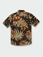 Big Boys Marble Floral Short Sleeve Shirt - Rinsed Black