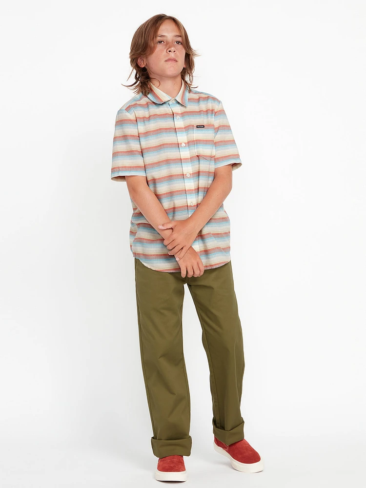 Big Boys Veecee Stripe Short Sleeve Shirt - Whitecap Grey