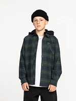 Big Boys Tone Stone Hooded Long Sleeve Shirt - Cedar Green