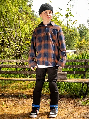 Big Boys Netastone Hooded Long Sleeve Shirt - Navy