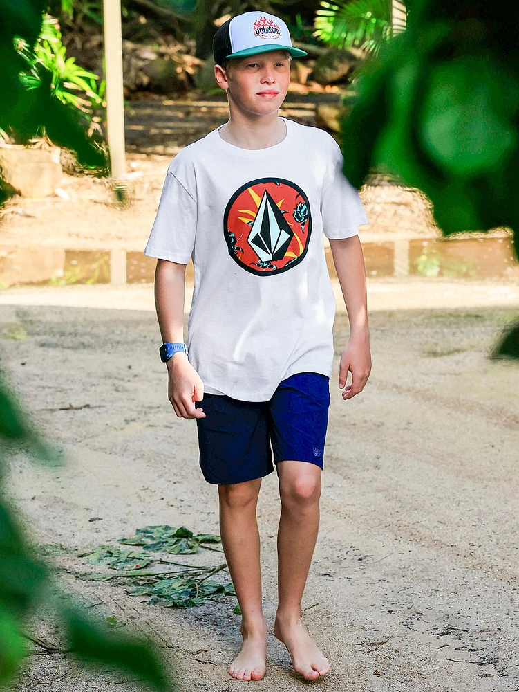 Big Boys Circle Stone Short Sleeve Tee- White Combo