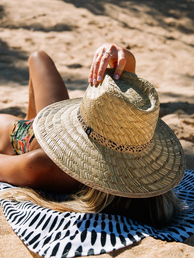 Throw Shade Leopard Band Straw Hat - Natural