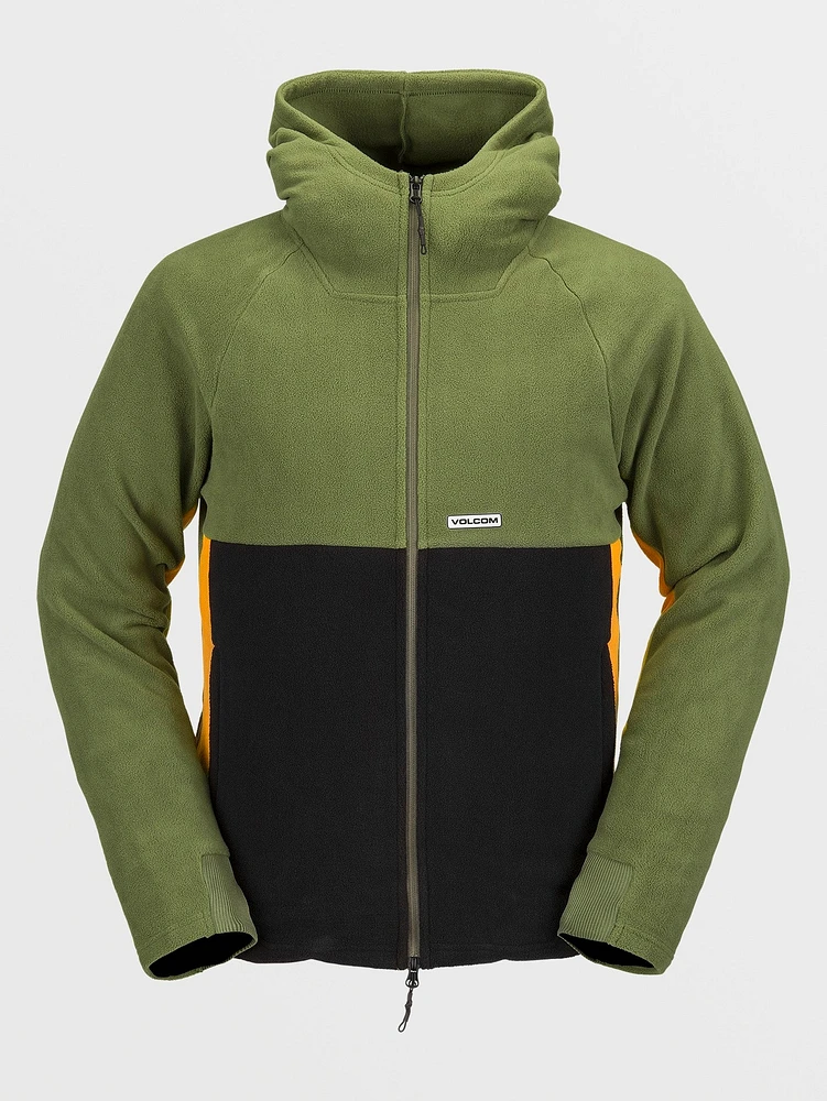 POLAR FLEECE HOODED FULL ZIP - MILITARY