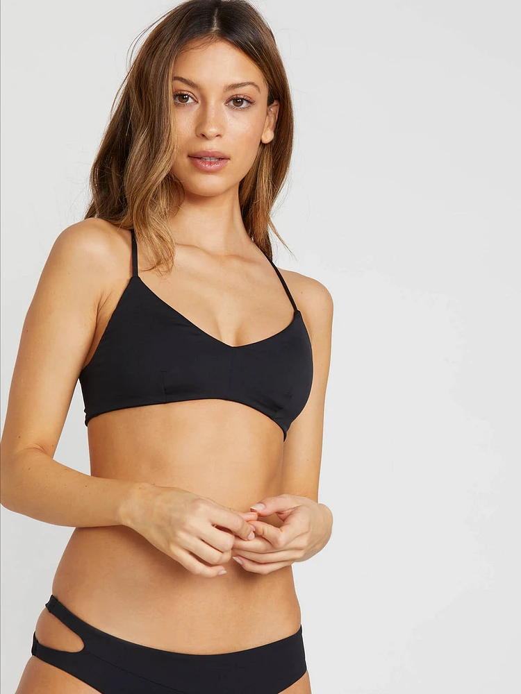 Simply Seamless V Neck Bikini Top - Black