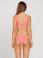 Simply Rib V Neck Bikini Top - Reef Pink