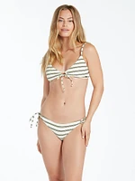 Lining Up V Neck Bikini Top - White