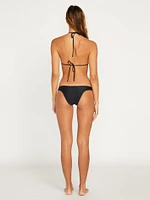 Simply Solid Slide Tri Bikini Top - Black