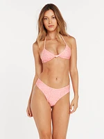 Micro Blooms Reversible Triangle Bikini Top - Hazey Pink