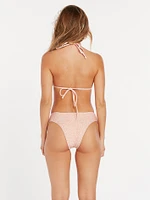 Micro Blooms Reversible Triangle Bikini Top - Hazey Pink