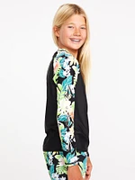 Girls Sunny Beach Long Sleeve UPF 50 Rashguard - Black