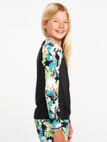 Girls Sunny Beach Long Sleeve UPF 50 Rashguard - Black