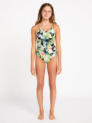 Girls Sunny Beach One Piece Swimset - Black